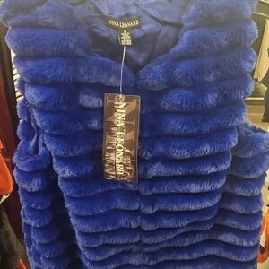 Nina Leonard Royal Blue Teddy Jacket